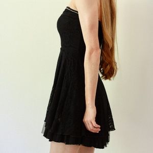 free people, black beaded lace cocktail dress, xs